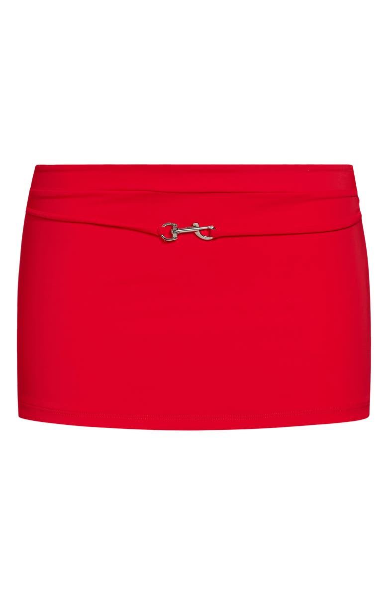 LIONESS North Light Low Rise Buckle Strap Miniskirt, Alternate, color, Crimson
