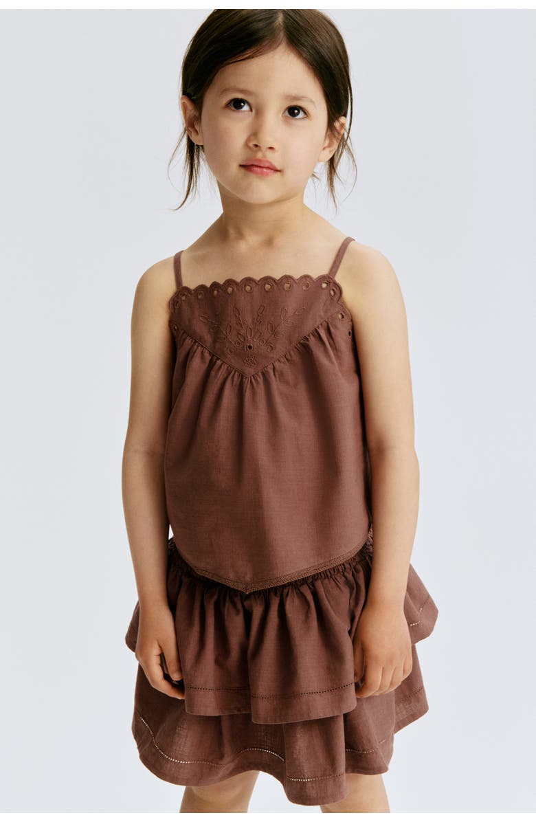 H&M 2-piece Embroidered Cotton Set, Main, color, Brown