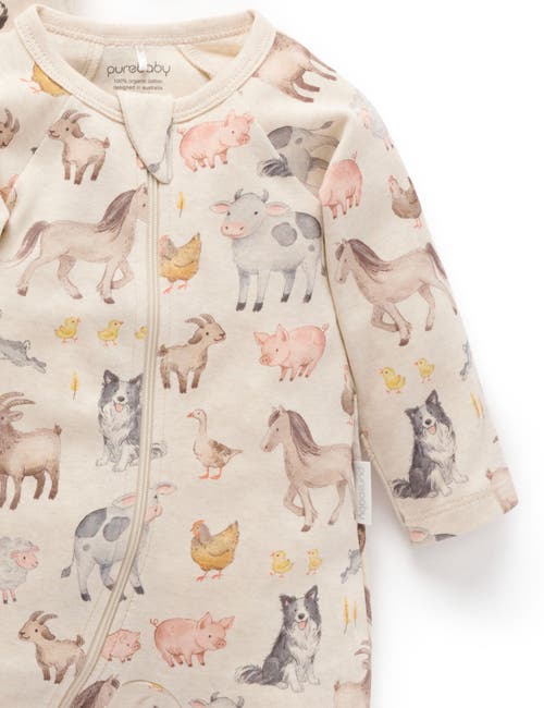 Purebaby 2 Pack Printed Zip Footie In Neutral