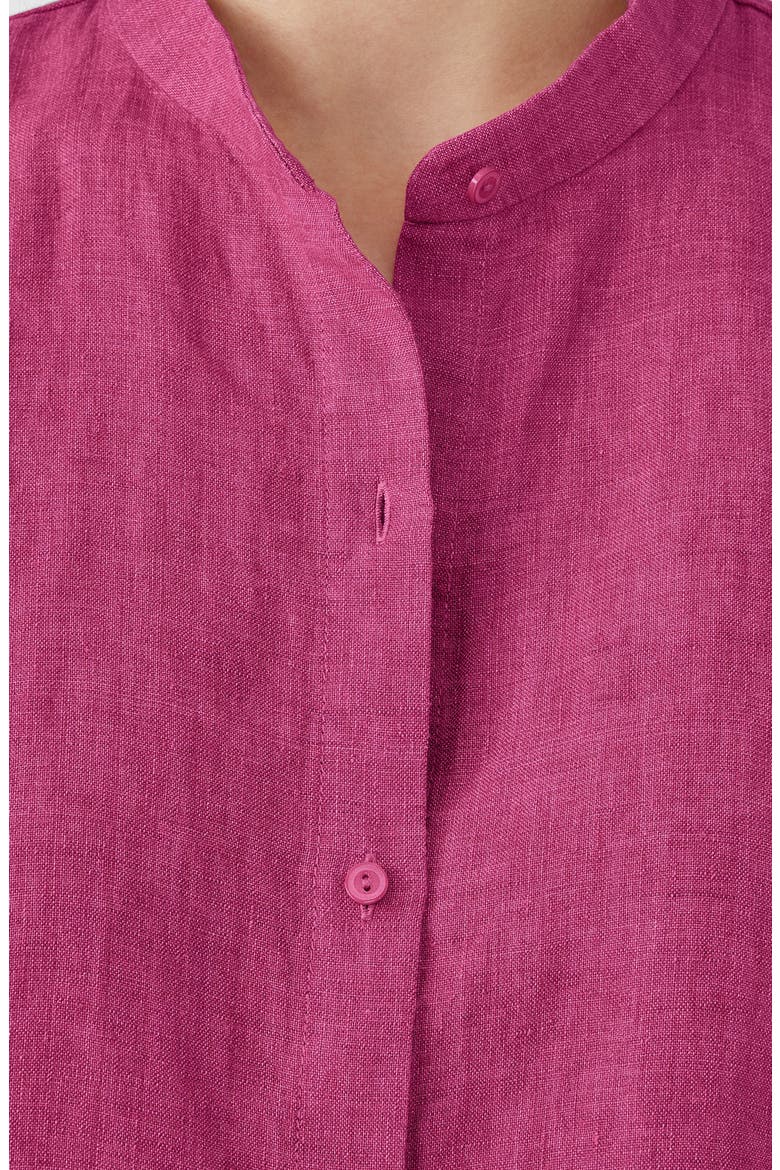 Short Sleeve Organic Linen Button-Up Shirt, Alternate, color, GERANIUM