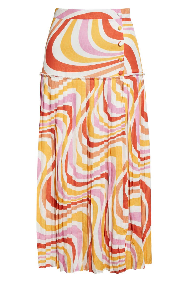 Faidi Dropwaist Pleated Midi Skirt, Main, color, WHITE