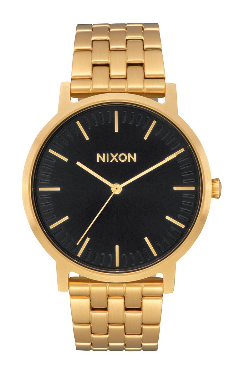 Nixon Porter Bracelet Watch, 40mm, Alternate, color, All Gold / Black