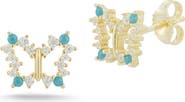 SPHERA MILANO CZ & Turquoise Butterfly Stud Earrings