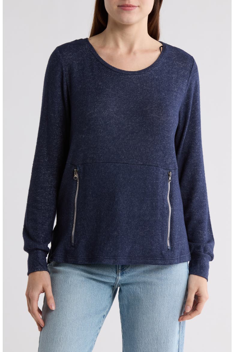 Mavis Zip Pocket Pullover, Main, color, NAVY
