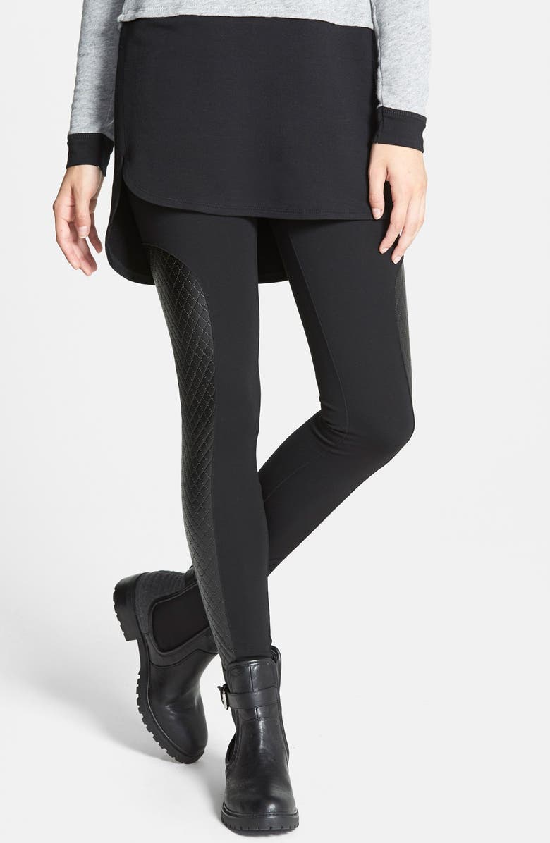 Nordstrom Quilted Panel Ponte Leggings, Main, color, 