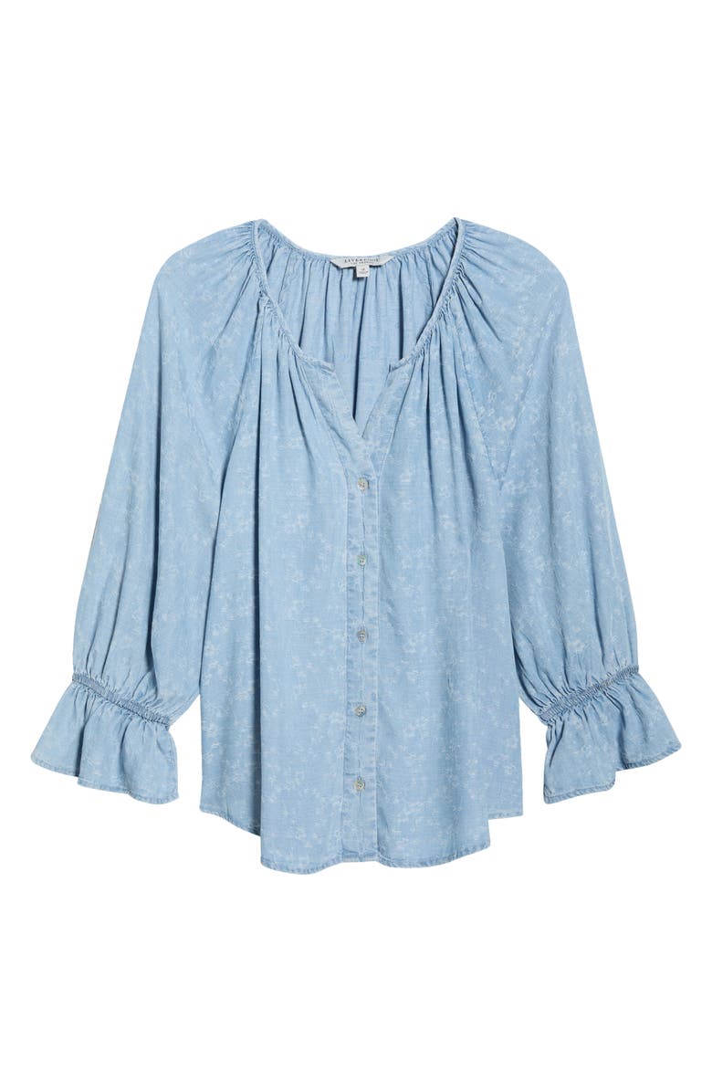 Liverpool Los Angeles Shirred Chambray Button-up Top, Alternate, color, Rose Ice