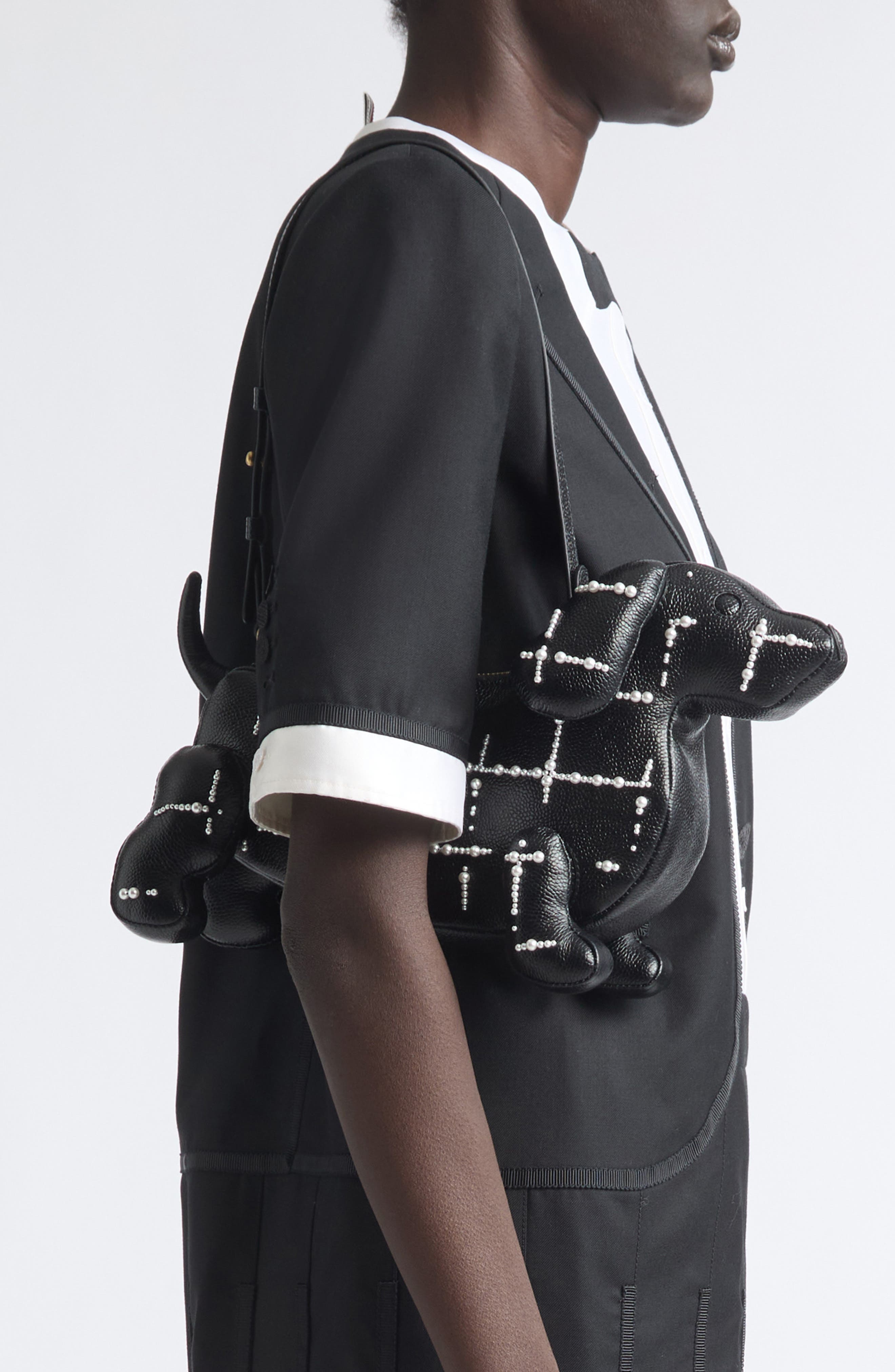 Baby Hector Windowpane Leather Shoulder Bag, Alternate, color, BLACK