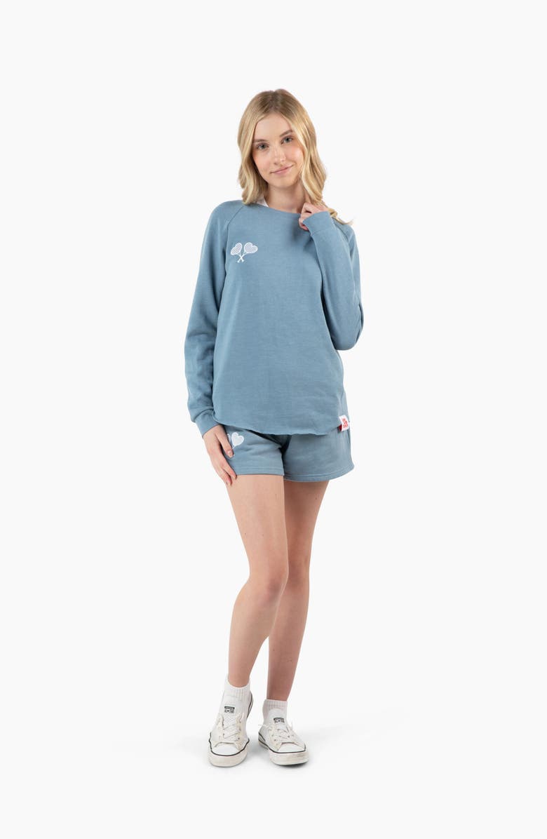 Love All Tennis Women's Courtney Lightweight Wash Sweatshirt, Alternate, color, Misty Blue