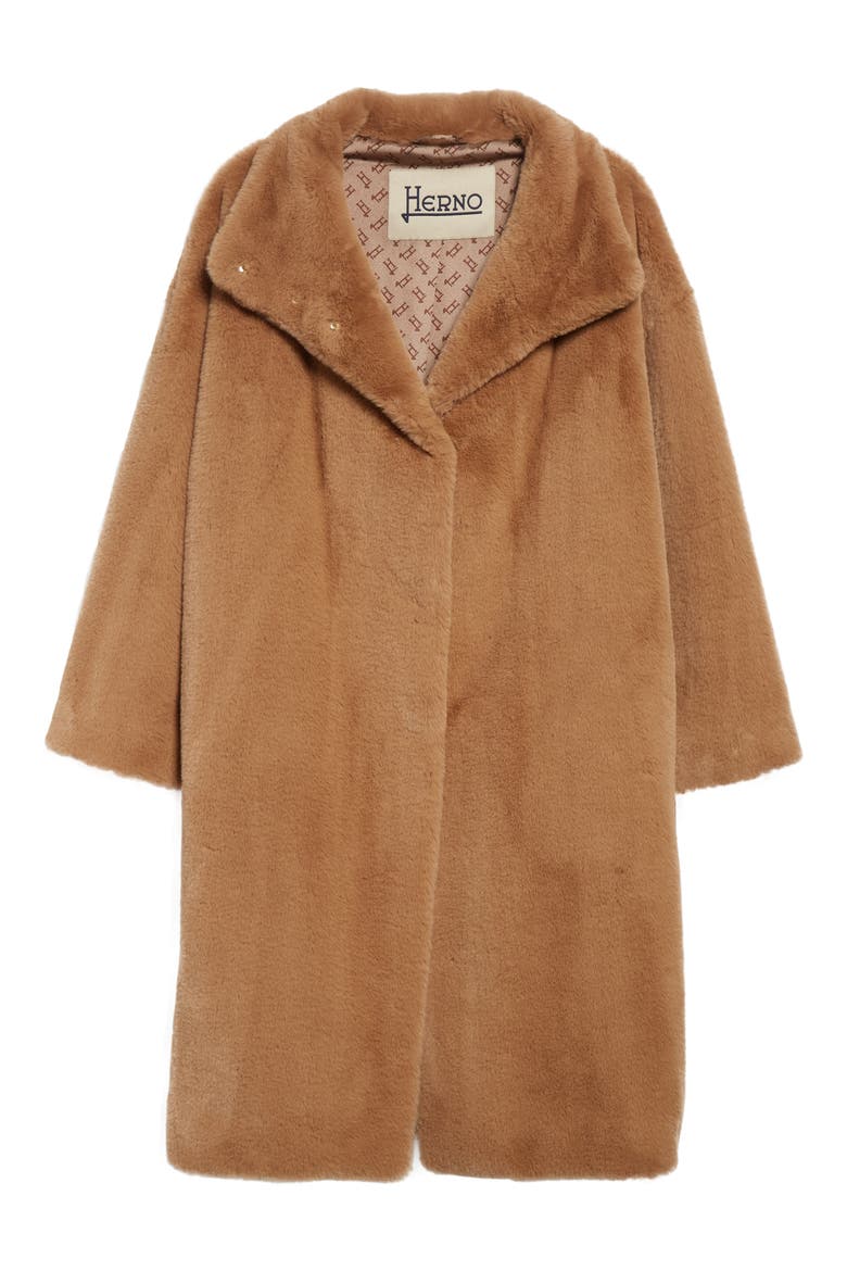 Dropped Shoulder Faux Fur Coat, Alternate, color, WHITE/CAMEL