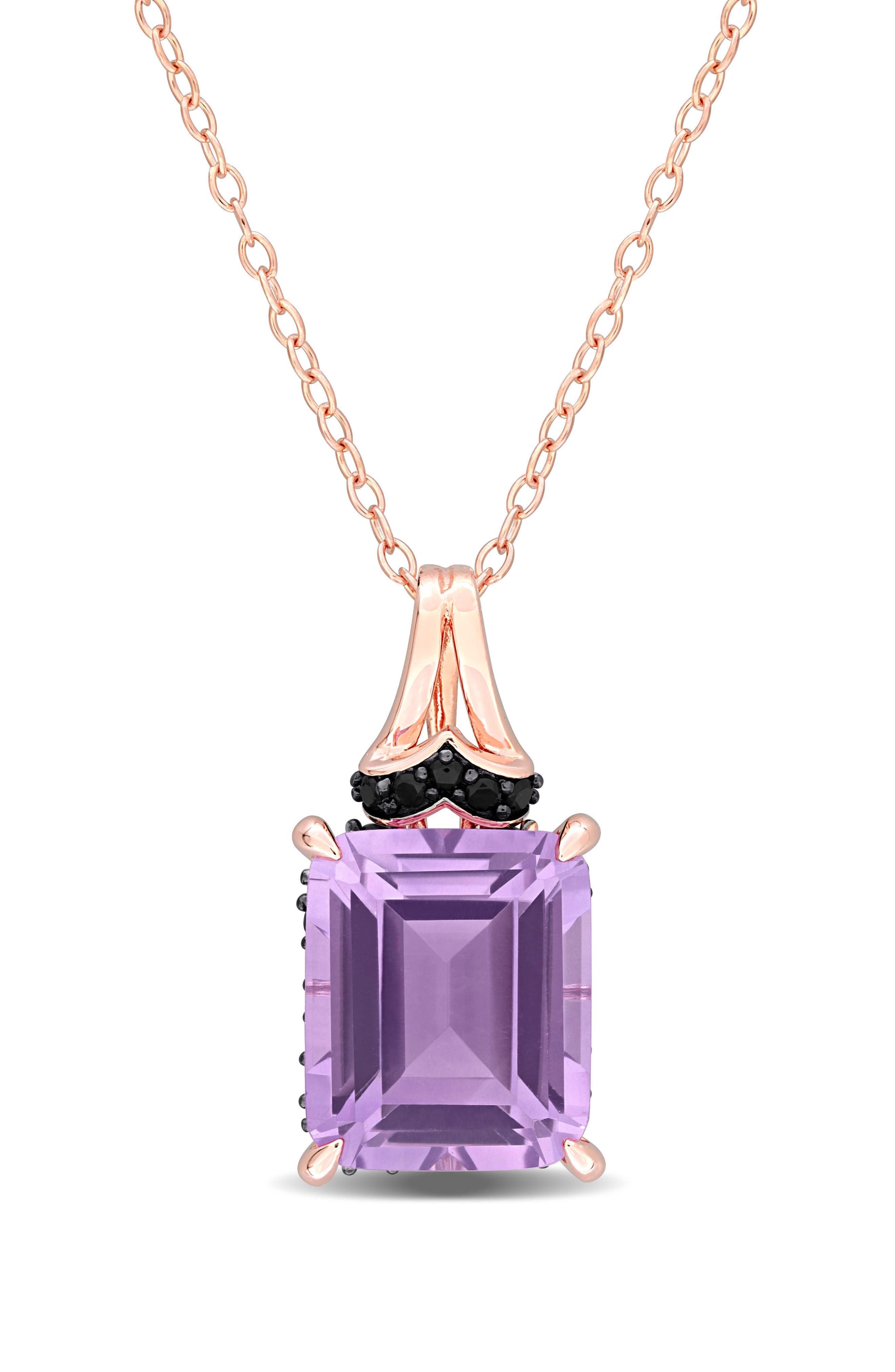 DELMAR Emerald-Cut Rose de France Amethyst Pendant Necklace
