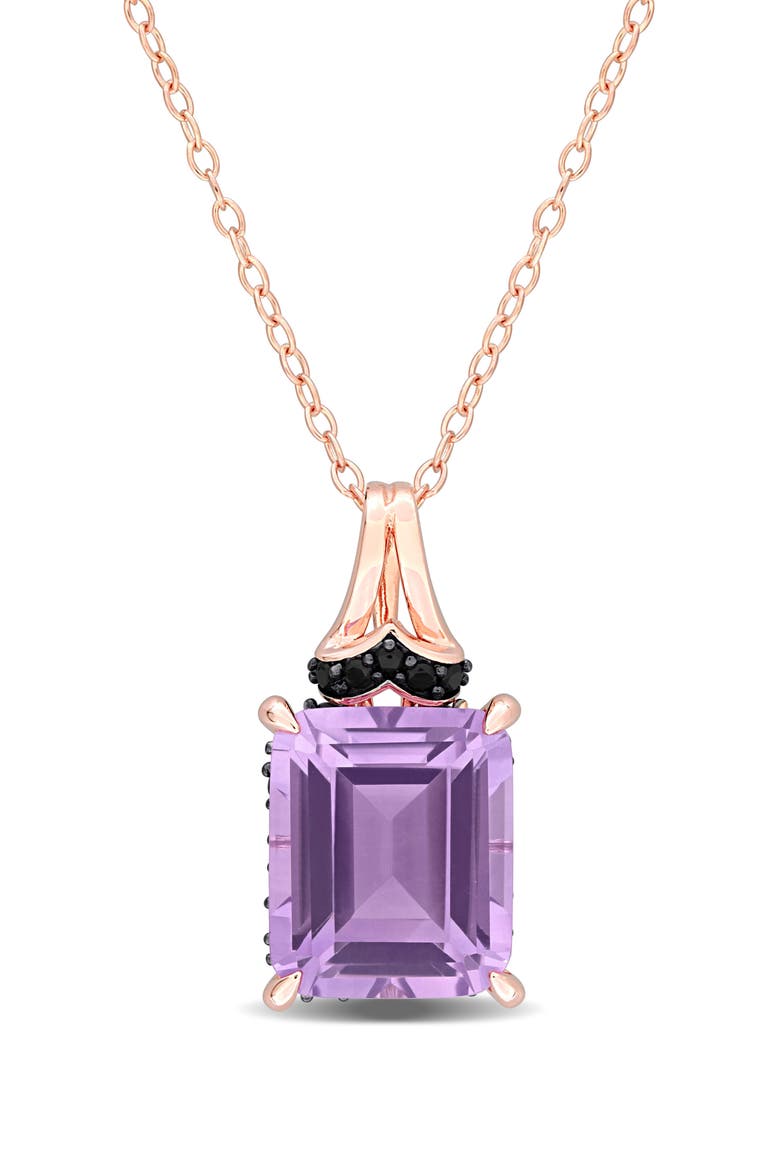 Emerald-Cut Rose de France Amethyst Pendant Necklace, Main, color, PURPLE
