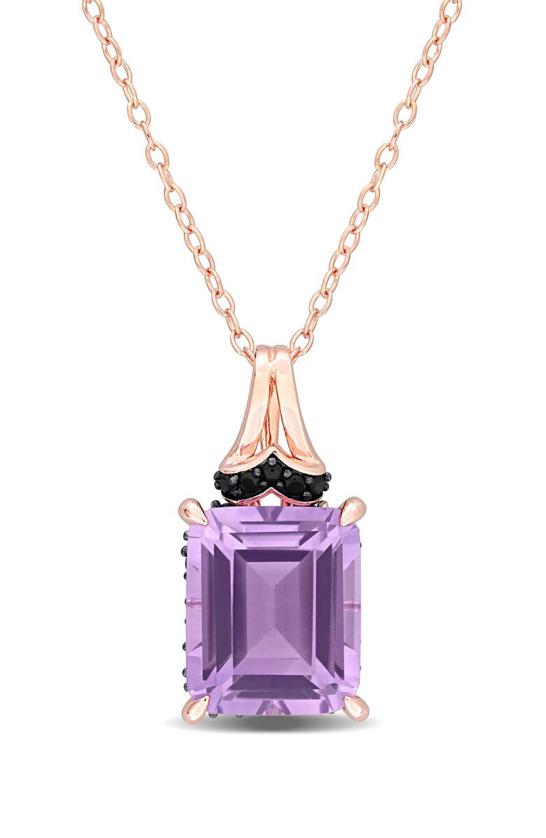 DELMAR Emerald-Cut Rose de France Amethyst Pendant Necklace, Main, color, 