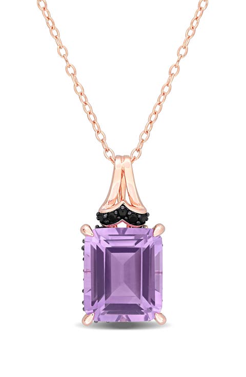 Emerald-Cut Rose de France Amethyst Pendant Necklace