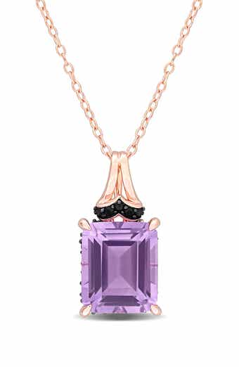 Emerald-Cut Rose de France Amethyst Pendant Necklace