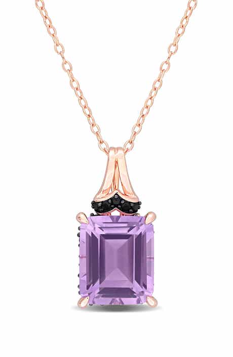 DELMAR Emerald-Cut Rose de France Amethyst Pendant Necklace