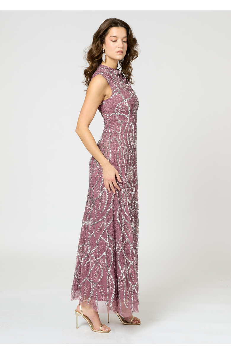 BEAUUT Embellished Sequin Beaded Maxi Dress with Cowl Neck, Alternate, color, 