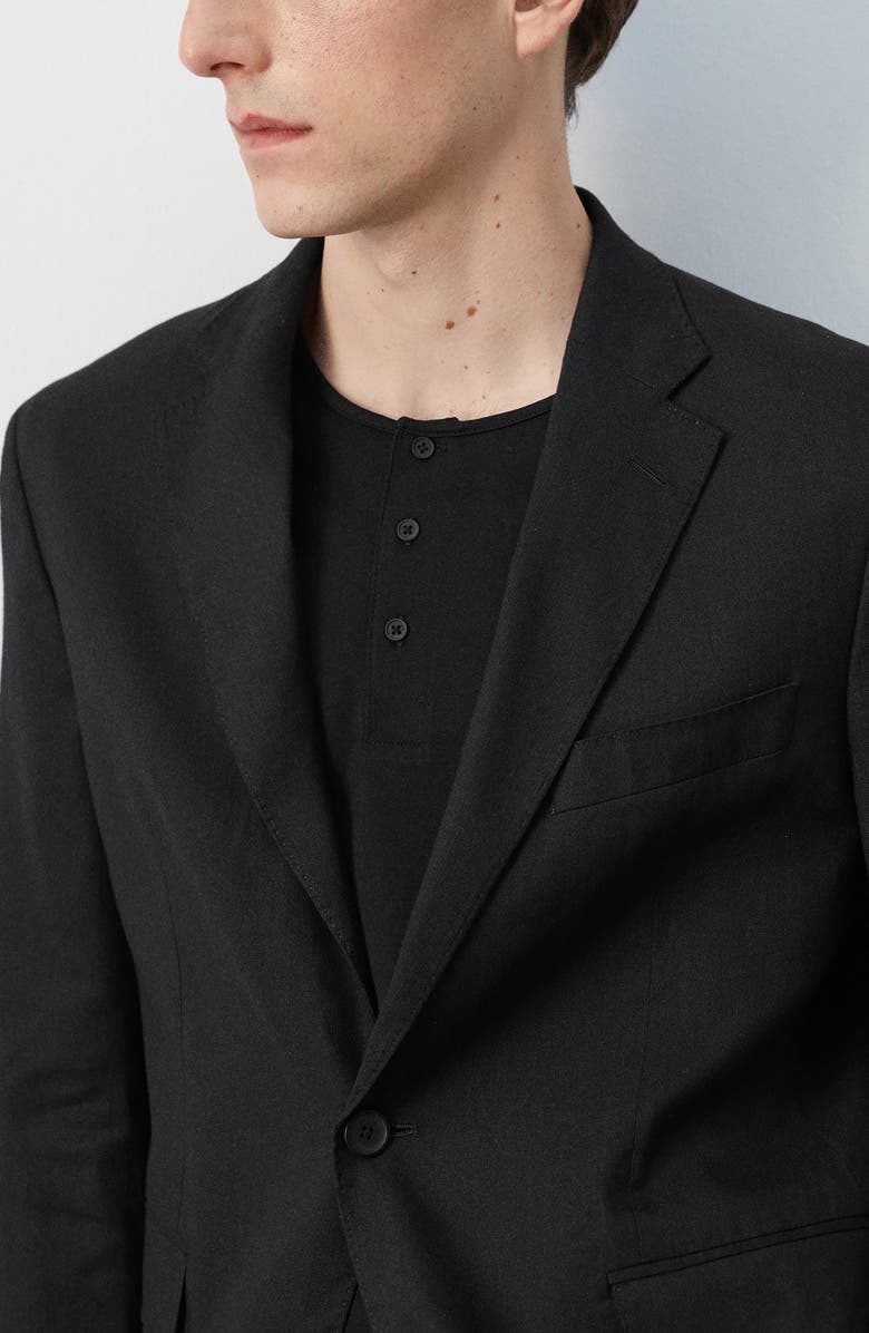 MANGO Slim Fit Linen Blend Sport Coat, Alternate, color, Black