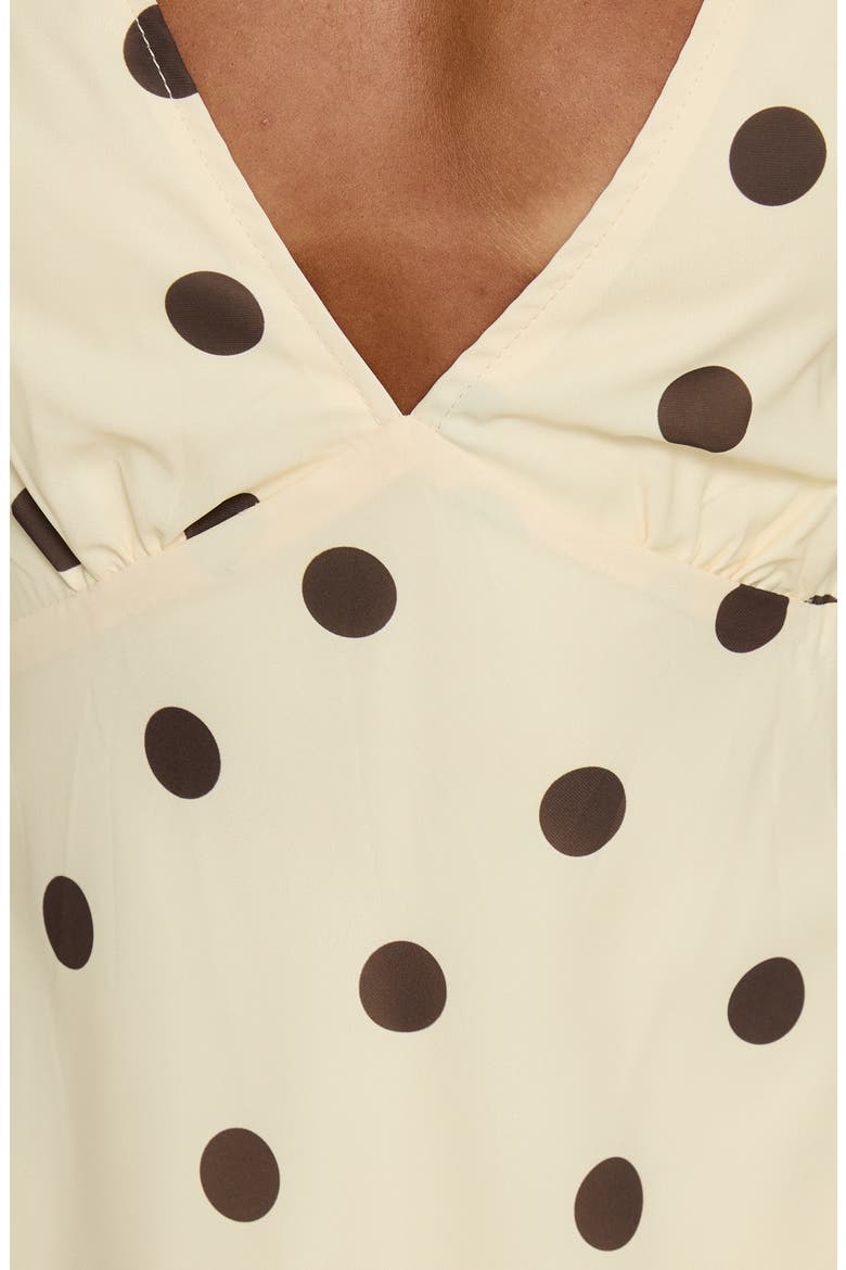 Nellie Polka Dot Sleeveless Minidress, Alternate, color, LEMON/ BROWN POLKADOT