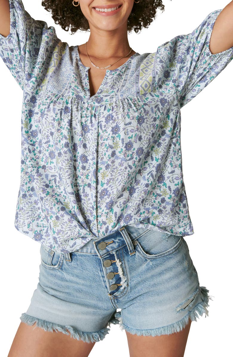 Lucky Brand Floral Peasant Blouse, Main, color, 