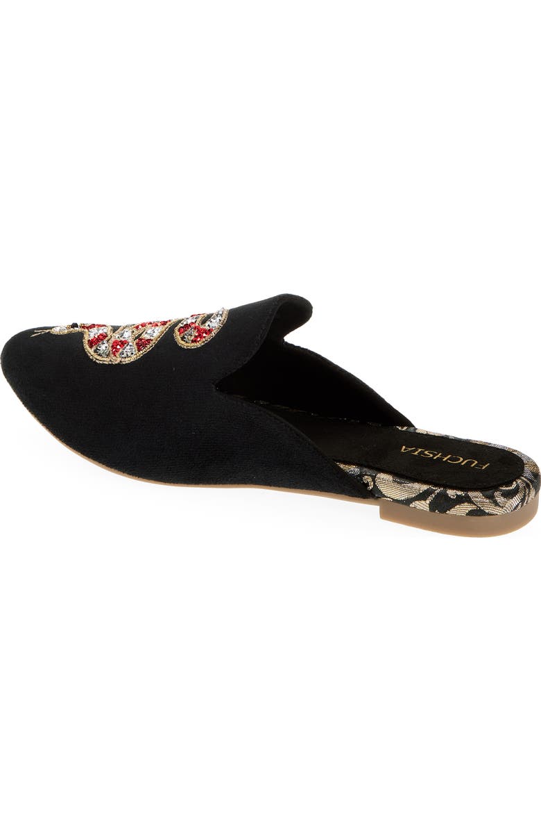 FUCHSIA Embroidered Serpent Pointed Toe Mule, Alternate, color, Black