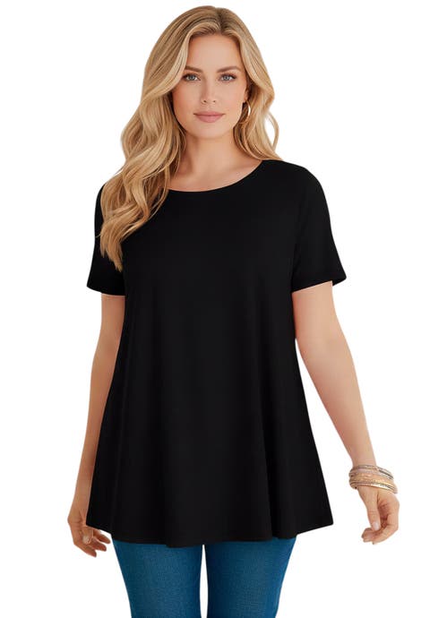 Plus Size Ultimate Cotton Crewneck Short Sleeve Swing Tee (Plus)