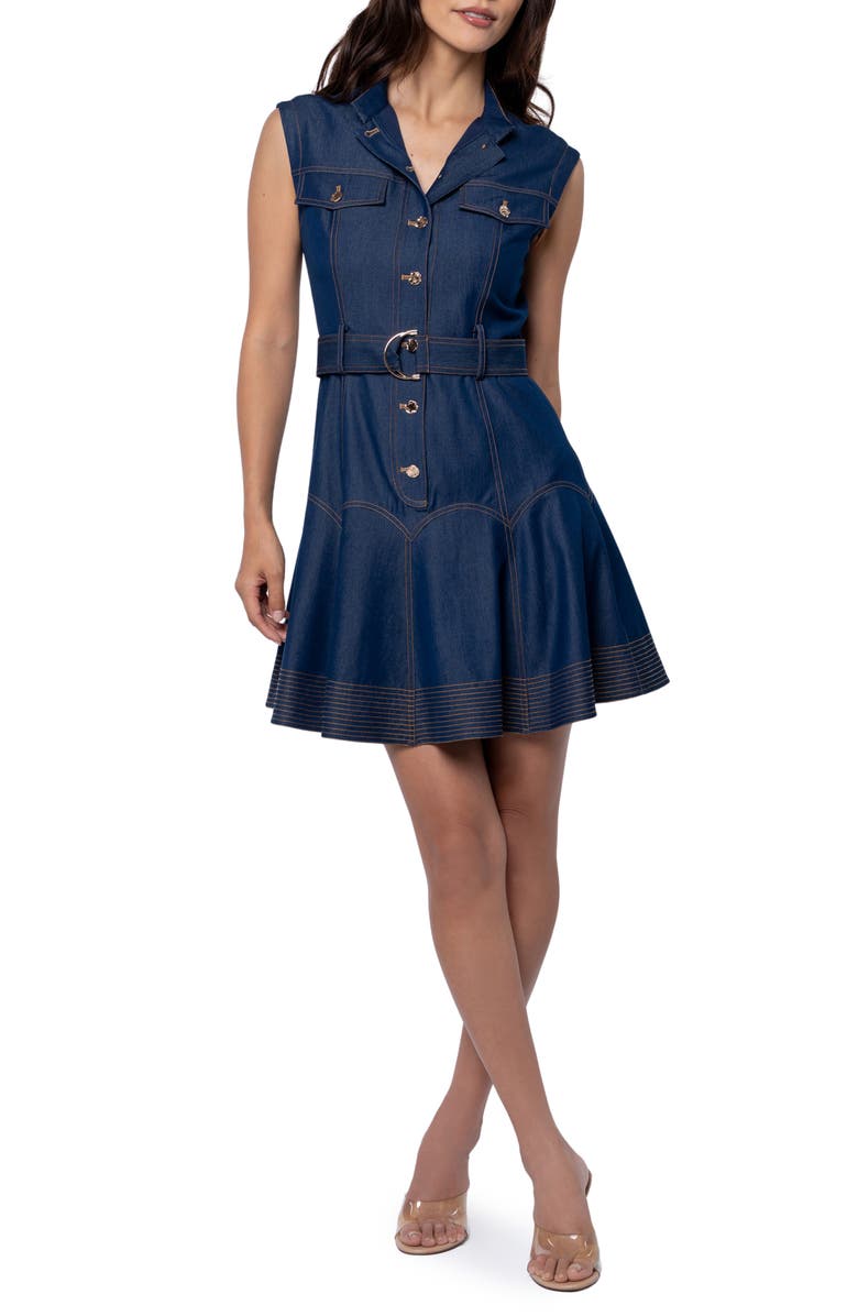 CIEBON Vita Topstitch Detail Dress, Main, color, Navy