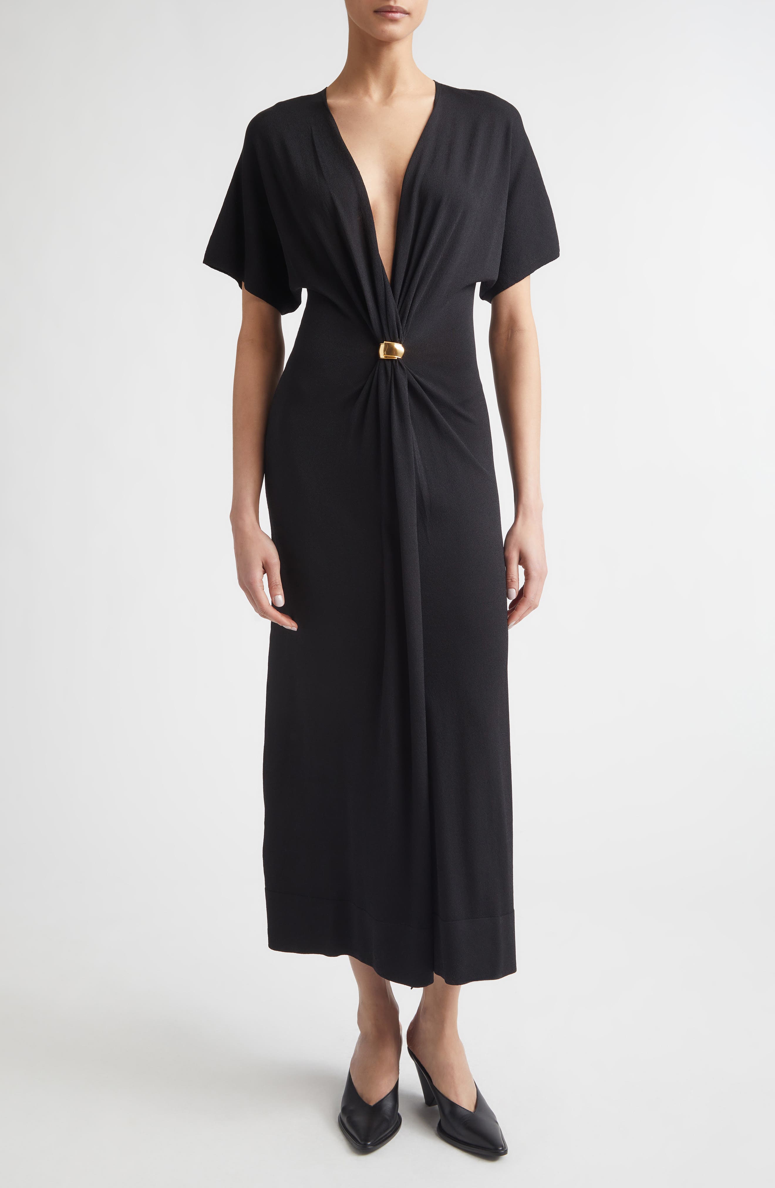 Rene Plunge Neck Sweater Dress