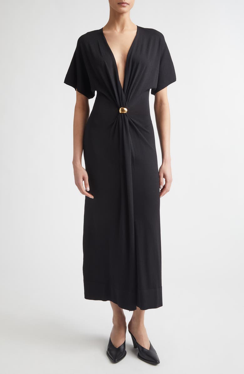 Altuzarra Rene Plunge Neck Sweater Dress, Main, color, 000001 Black