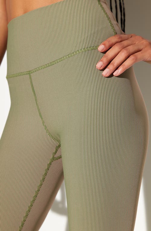 Spiritual Gangster Lotus Two-tone High Waist 7/8 Leggings In Green