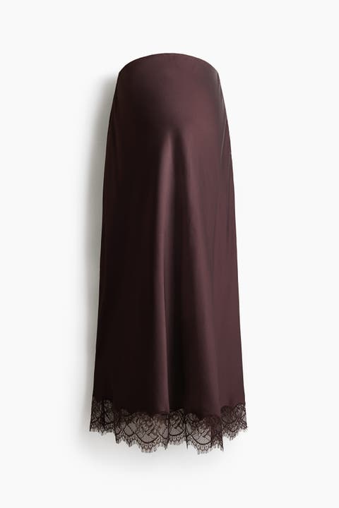 Mama Lace-trimmed Satin Skirt