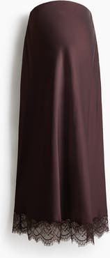 H&M Mama Lace-trimmed Satin Skirt