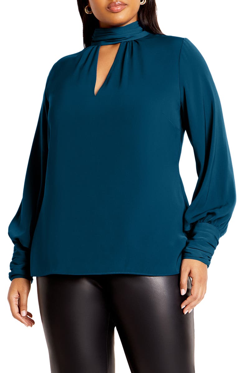City Chic Miranda Cutout Top, Main, color, Poseidon