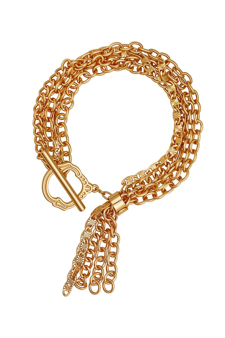 Multi chain toggle bracelet, Main, color, goldtone