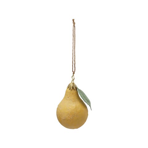 Handcrafted Iron & Paper Pear Ornament