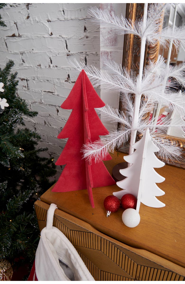 carol & frank Flocked Red Tree Figurine Set of 2, Alternate, color, Red