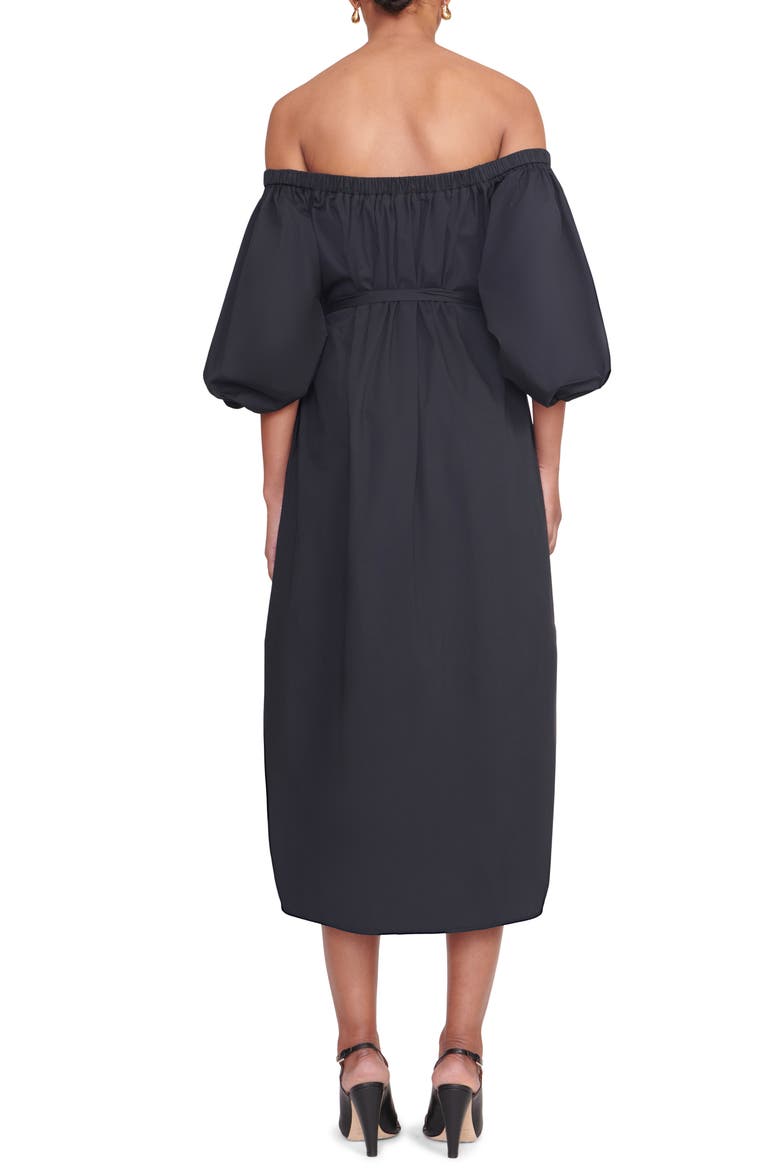 Reese Off the Shoulder Stretch Cotton Shirtdress, Alternate, color, BLACK