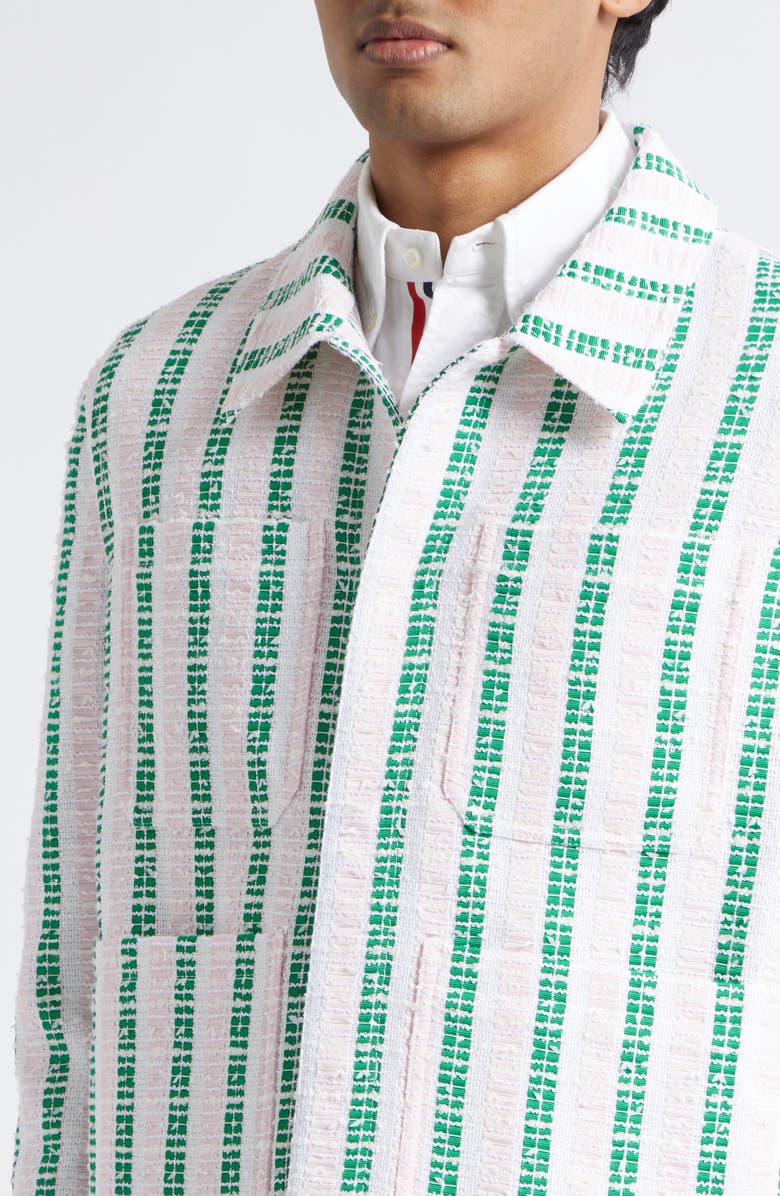 Thom Browne Stripe Utility Shirt Jacket, Alternate, color, Light Pink