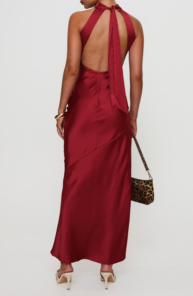 Princess Polly Mordecai Tie Back Satin Maxi Dress, Alternate, color, Burgundy