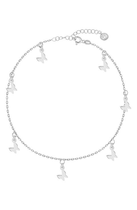 Gabi Rielle Sterling Silver Butterfly Charm Anklet