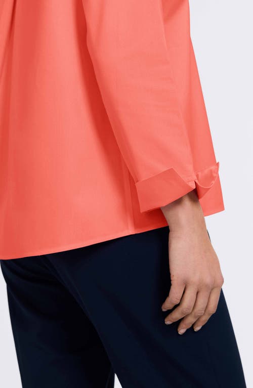 Foxcroft Agnes Split Cuff Popover Blouse In Tangerine