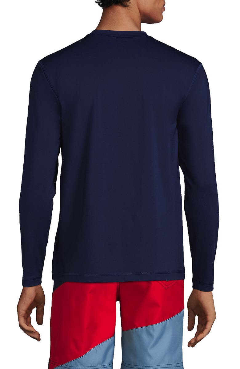 Lands' End Long Sleeve Swim Tee Rash Guard, Alternate, color, Deep Sea Navy