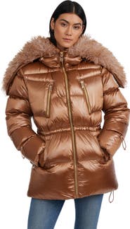 Pajar Electra Mid Puffer with Detachable shearling Lined Split Hood