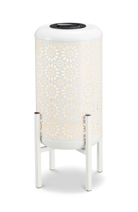 Metal Cutout Flowers LED Solar Powered Outdoor Lantern with Stand