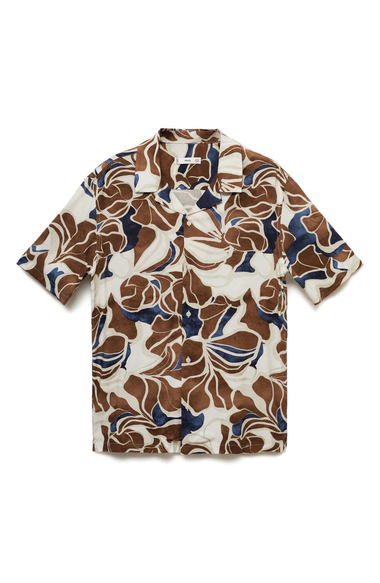 MANGO Print Short Sleeve Button-Up Shirt, Alternate, color,