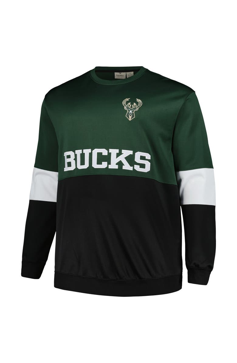 FANATICS Men's Fanatics Branded Hunter Green/Black Milwaukee Bucks Big & Tall Split Pullover Sweatshirt, Alternate, color, Hunter Green