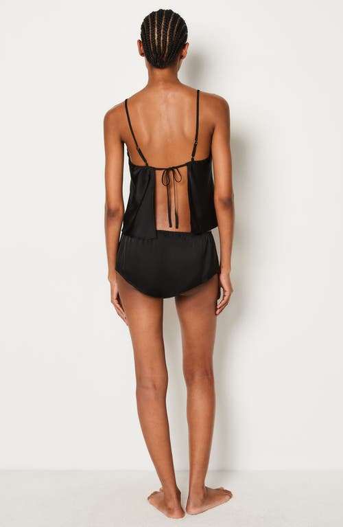 Etam Open Back Satin Pajamas In Black