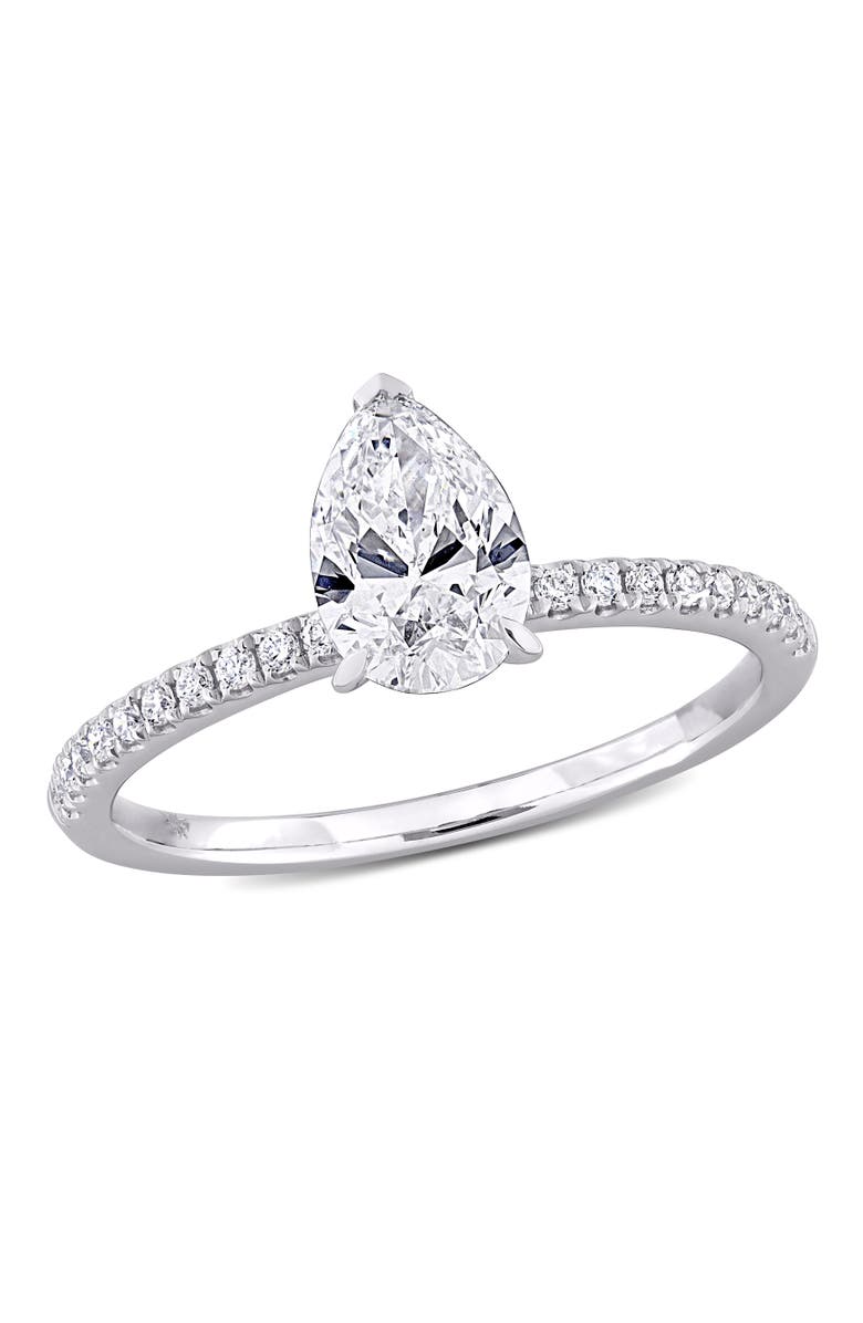 Julianna B. 1-1/6 CTW Lab-Grown Diamond Pear Solitaire Ring 14k, Main, color, White Gold