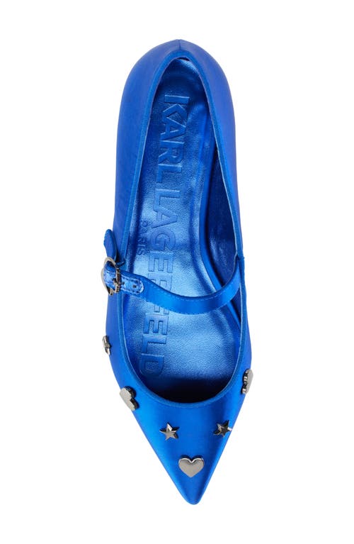 Karl Lagerfeld Paris Veyda Pointed Toe Mary Jane Flat In Cobalt