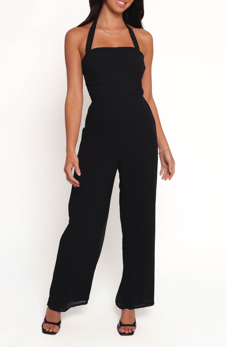 Petal & Pup Amhran Halter Neck Jumpsuit, Main, color, Black