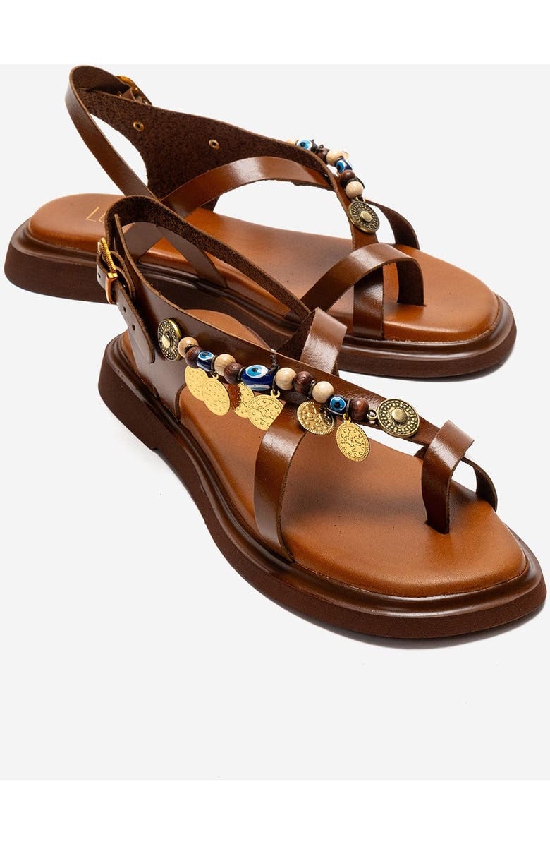 Forever & Always Shoes Hush Leather Beaded Sandal, Main, color, Cognac